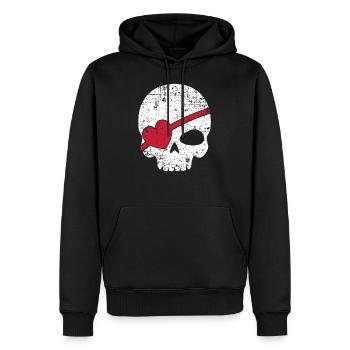 Piracy eye patch pirate skull gift - Men’s Premium Organic Hoodie - black - Front - Nico (187cm)