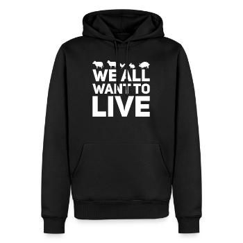 Droits des animaux Droits des animaux Dictons Vegan - Sweat à capuche Premium bio Homme - noir - Devant - Nico (187cm)
