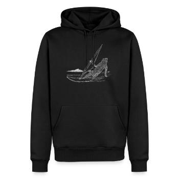 Windsurfender Bär surft cool über das Wasser - Männer Premium Bio Hoodie - Schwarz - Vorne - Nico (187cm)