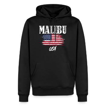 USA Fahne Malibu Urlaub Sommer Geschenk - Männer Premium Bio Hoodie - Schwarz - Vorne - Nico (187cm)