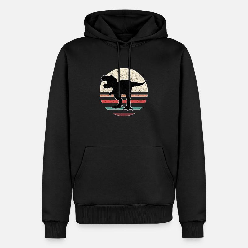 T-Rex Retro - Männer Premium Bio Hoodie - Schwarz