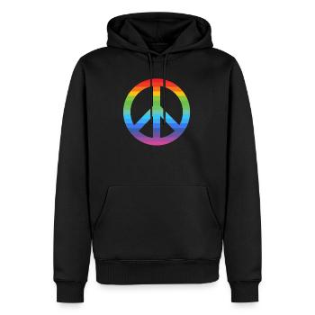 PEACE SIGN Costume hippie LGBT PRIDE - Sweat à capuche Premium bio Homme - noir - Devant - Nico (187cm)