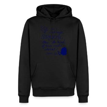Das Leben ist immer fremd - Männer Premium Bio Hoodie - Schwarz - Vorne - Nico (187cm)