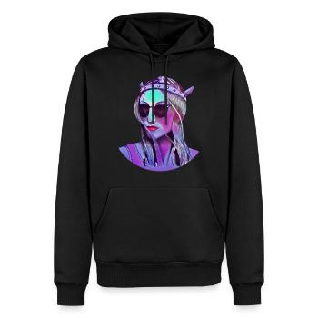 Viking moderne avec des lunettes de soleil dans un style bande dessinée - Sweat à capuche Premium bio Homme - noir - Devant - Nico (187cm)