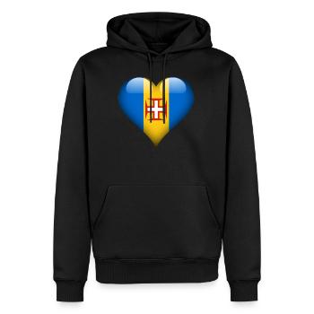Drapeau coeur madere - Sweat à capuche Premium bio Homme - noir - Devant - Nico (187cm)