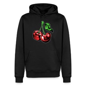 Cerises cerises fruits fruits d’été - Sweat à capuche Premium bio Homme - noir - Devant - Nico (187cm)