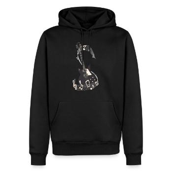 E guitare Notes musicales - Sweat à capuche Premium bio Homme - noir - Devant - Nico (187cm)