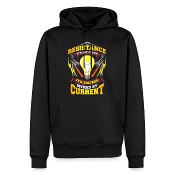 La loi d'Ohm drôle La résistance drôle Pun Meme - Sweat à capuche Premium bio Homme - noir - Devant - Nico (187cm)