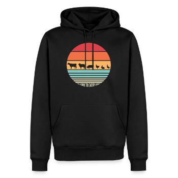 Cadeau de protection des animaux végétalien - Sweat à capuche Premium bio Homme - noir - Devant - Nico (187cm)