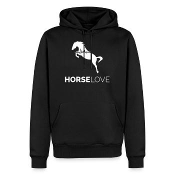 Pferd Herzschlag Liebe Reiten Tierliebe Geschenk - Männer Premium Bio Hoodie - Schwarz - Vorne - Nico (187cm)