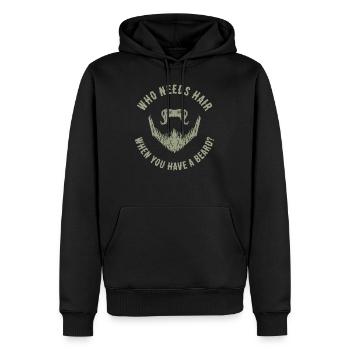 Qui a besoin de cheveux quand vous avez un cadeau de barbe - Sweat à capuche Premium bio Homme - noir - Devant - Nico (187cm)