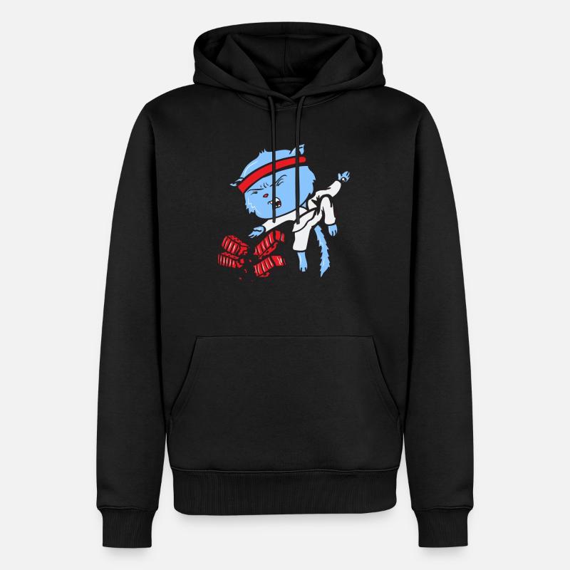 Karate Katze - Männer Premium Bio Hoodie - Schwarz