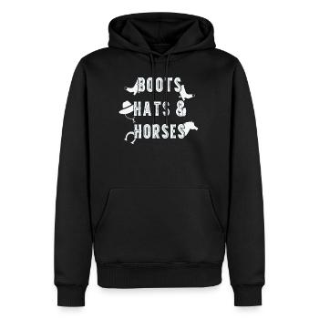 Country Westernhut Westernstiefel Spruch - Männer Premium Bio Hoodie - Schwarz - Vorne - Nico (187cm)