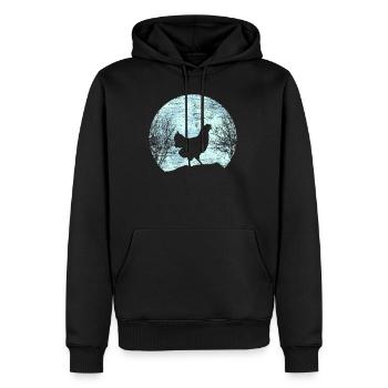 Poulet devant le cadeau de fermier fermier fermier poulets lune - Sweat à capuche Premium bio Homme - noir - Devant - Nico (187cm)