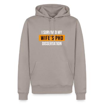 J'ai survécu à ma femme Thèse de doctorat - Sweat à capuche Premium bio Homme - taupe - Devant - Nico (187cm)
