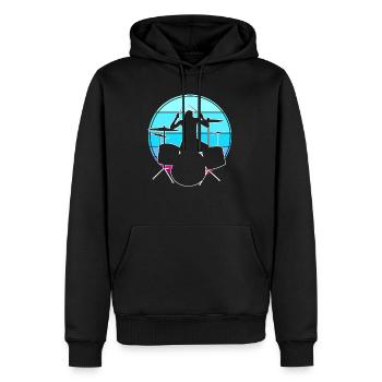 Batterie Drummer Retro - Sweat à capuche Premium bio Homme - noir - Devant - Nico (187cm)