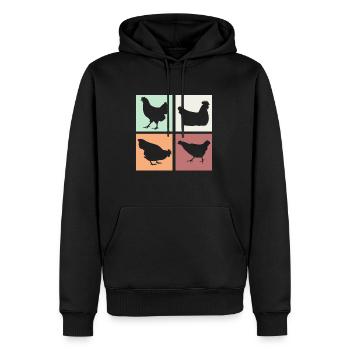 Poulets - Sweat à capuche Premium bio Homme - noir - Devant - Nico (187cm)