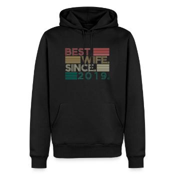 Meilleure épouse depuis 2019 Cadeau de mariage - Sweat à capuche Premium bio Homme - noir - Devant - Nico (187cm)