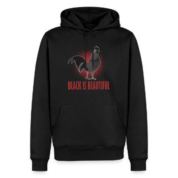 Cemani coq race de poulet noir - Sweat à capuche Premium bio Homme - noir - Devant - Nico (187cm)