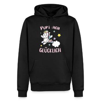 Pups dich gluecklich Einhorn - Männer Premium Bio Hoodie - Schwarz - Vorne - Nico (187cm)