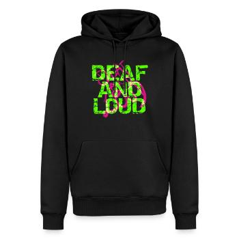 Taub und laut - Männer Premium Bio Hoodie - Schwarz - Vorne - Nico (187cm)