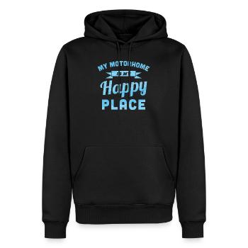 Mein Wohnmobil ist mein glücklicher Platz (blau) - Männer Premium Bio Hoodie - Schwarz - Vorne - Nico (187cm)