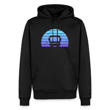 Klassisches Wohnmobil-Schattenbild am Sonnenuntergang-Geschenk - Männer Premium Bio Hoodie - Schwarz - Vorne - Nico (187cm)