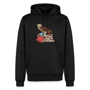 Buecher Eule Weisheit Lesen - Männer Premium Bio Hoodie - Schwarz - Vorne - Nico (187cm)