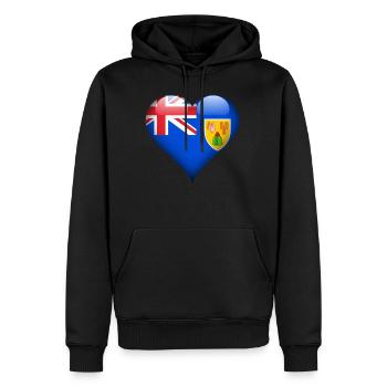 Türken und Caicos Herz-Türken und Caicos-Flagge - Männer Premium Bio Hoodie - Schwarz - Vorne - Nico (187cm)