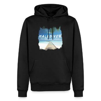 Îles Maldives Vacances Mer Palmiers Voyage Cadeau - Sweat à capuche Premium bio Homme - noir - Devant - Nico (187cm)