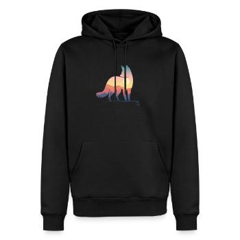 Fuchs Silhouette mit Natur Landschaft Kunst - Männer Premium Bio Hoodie - Schwarz - Vorne - Nico (187cm)
