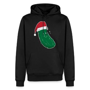 Essiggurke Lustige Essiggurke-Weihnachtskarikatur - Männer Premium Bio Hoodie - Schwarz - Vorne - Nico (187cm)