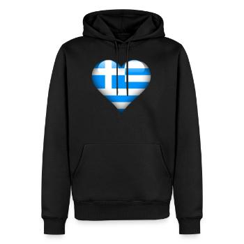 Drapeau de la Grèce coeur grec - Sweat à capuche Premium bio Homme - noir - Devant - Nico (187cm)