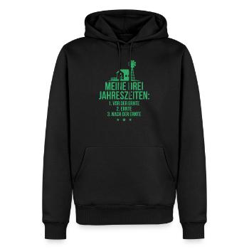 Meine drei Jahreszeiten Ernte Bauer Landwirt - Männer Premium Bio Hoodie - Schwarz - Vorne - Nico (187cm)