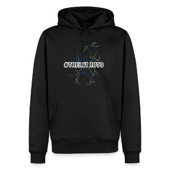 # Train Proud - Men’s Premium Organic Hoodie - black - Front - Nico (187cm)