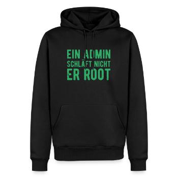 Ein Admin schläft nicht er Root Sysadmin Geschenk - Männer Premium Bio Hoodie - Schwarz - Vorne - Nico (187cm)
