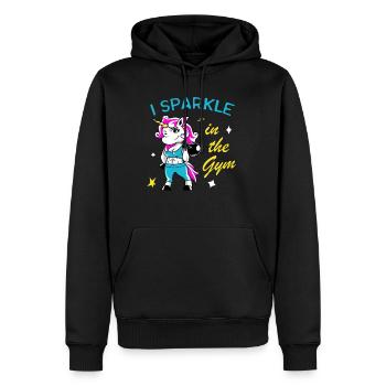 Frauen Fitness Workout lustiges Einhorn Geschenk - Männer Premium Bio Hoodie - Schwarz - Vorne - Nico (187cm)