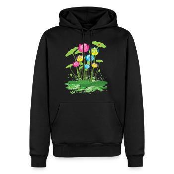 bunte Seerosen Blumen - Männer Premium Bio Hoodie - Schwarz - Vorne - Nico (187cm)