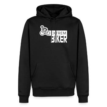 EXTREM BIKER Fahrradfahren - Männer Premium Bio Hoodie - Schwarz - Vorne - Nico (187cm)