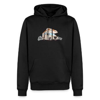 Vintage RV Camper van Illustration | Motorhome - Sweat à capuche Premium bio Homme - noir - Devant - Nico (187cm)