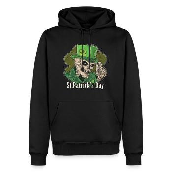 St Patricks Day of Dead Kleeblatt Totenkopf Kobold - Männer Premium Bio Hoodie - Schwarz - Vorne - Nico (187cm)