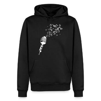 Microphone music notes clef singing karaoke - Men’s Premium Organic Hoodie - black - Front - Nico (187cm)