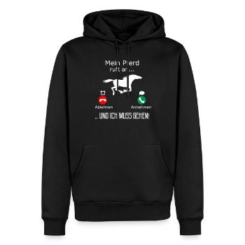 Mein Pferd ruft an Reiter Reitsport Geschenk - Männer Premium Bio Hoodie - Schwarz - Vorne - Nico (187cm)