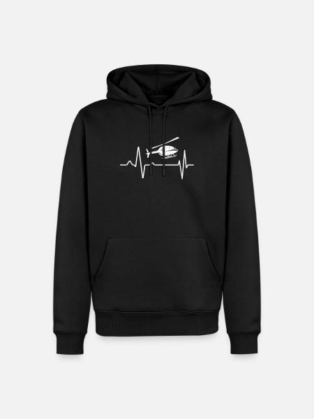 Helicopter heartbeat pilot gift - Men’s Premium Organic Hoodie - black