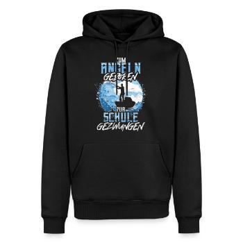 Zum Angeln Geboren Zur Schule Gezwungen Fischen - Männer Premium Bio Hoodie - Schwarz - Vorne - Nico (187cm)
