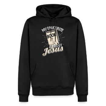 Bibel Lieblingsbuch Jesus - Männer Premium Bio Hoodie - Schwarz - Vorne - Nico (187cm)