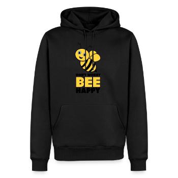 Don't worry, BEE Happy - kleine Biene - Männer Premium Bio Hoodie - Schwarz - Vorne - Nico (187cm)