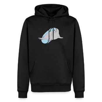Seehund Lineart künstlerisch - Männer Premium Bio Hoodie - Schwarz - Vorne - Nico (187cm)