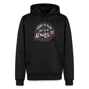 Psalm 91 - Men’s Premium Organic Hoodie - black - Front - Nico (187cm)