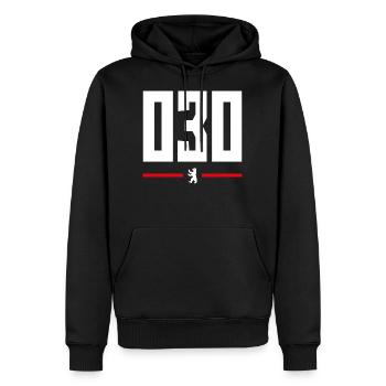 030 BERLIN - Männer Premium Bio Hoodie - Schwarz - Vorne - Nico (187cm)